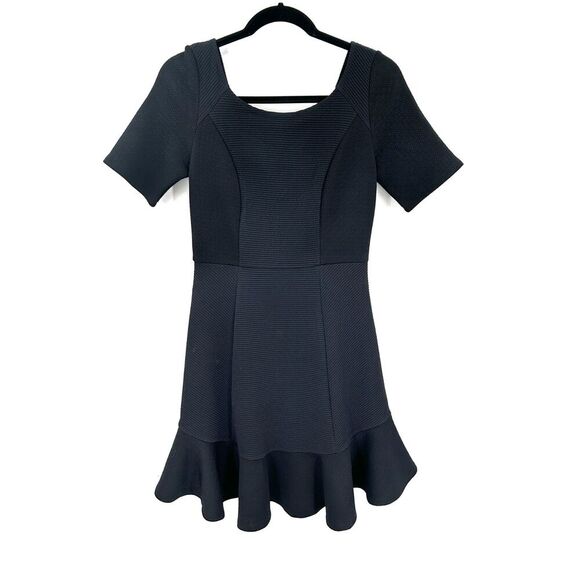 ANTHROPOLOGIE HD In Paris Black Marcelline A-Line Textured Ruffle Mini Dress 4 - Picture 1 of 8